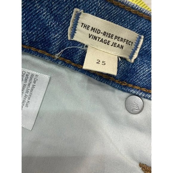 Madewell The Mid-Rise Perfect Vintage in Ainsdale Wash: Knee-Rip Edition Jeans-s - Picture 7 of 13